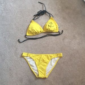 Yellow and black anchor bikini